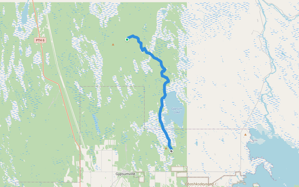 Snoman Trail walking route map in Gypsumville
