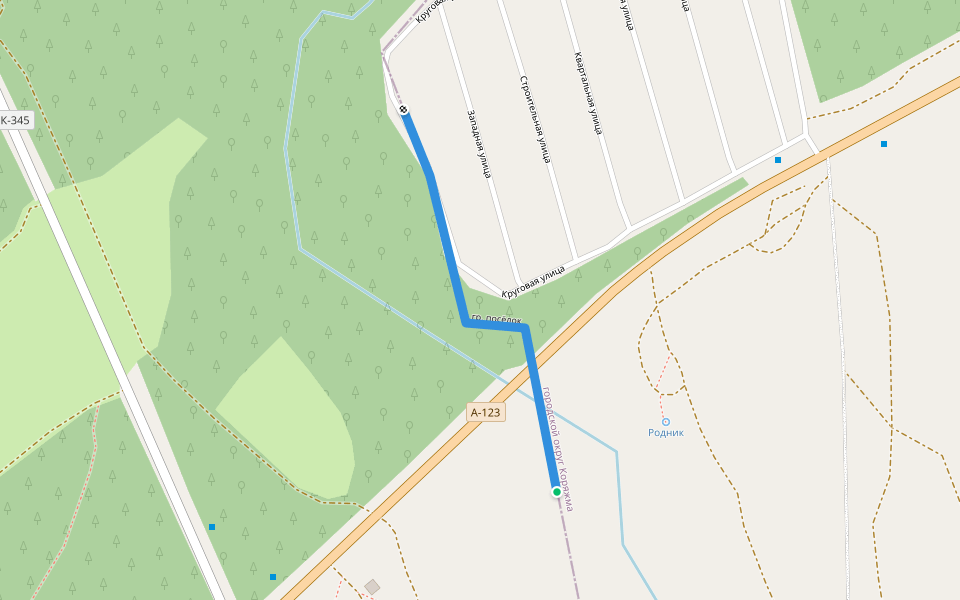 гр. посёлок walking route map in Zakhapino