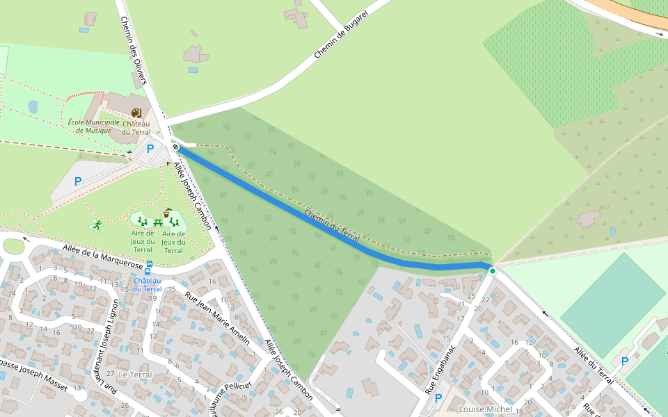 Chemin du Terral walking route map in Saint-Jean-de-Védas