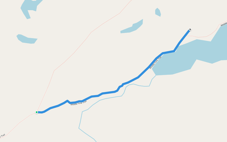 Middle Fork Lake spur trail walking route map in Boulder
