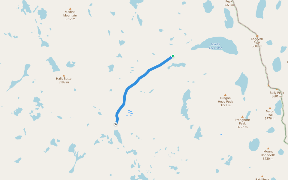 Middle Fork Lake Trail walking route map in Boulder