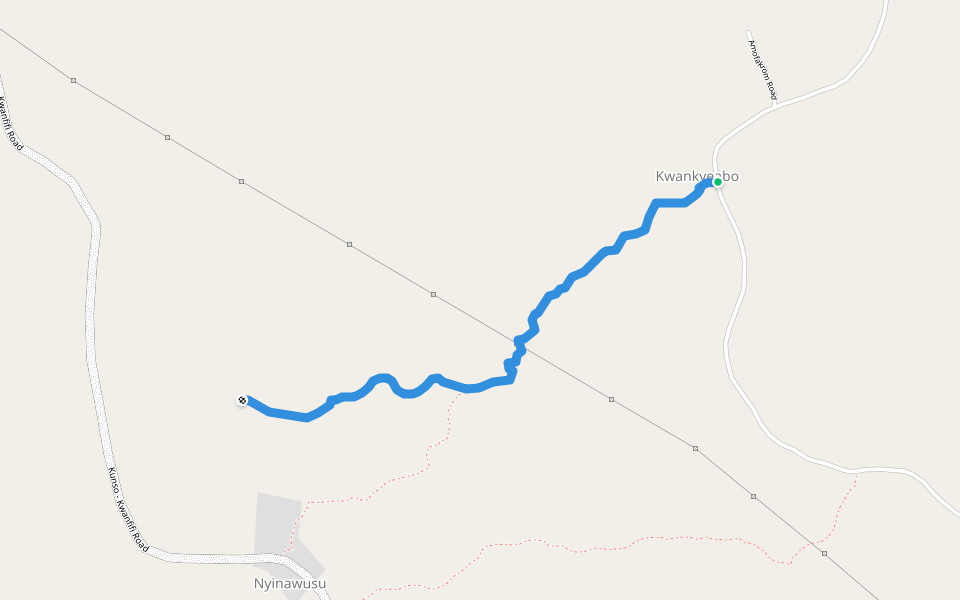 Kwankyeabo - Kotokuom Footpath walking route map in Anyinamso