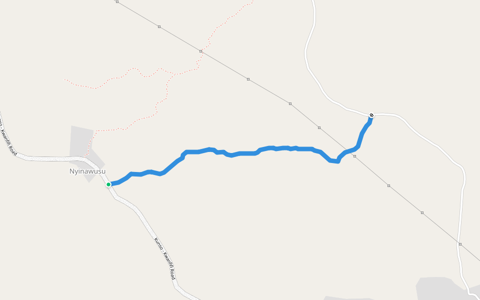 Nyinawusu - Kwankyeabo Footpath walking route map in Nyinawusu