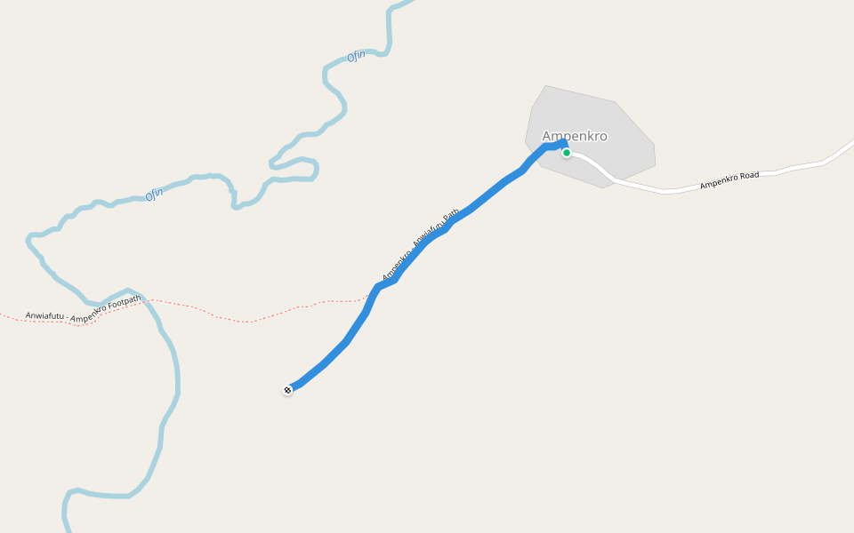 Ampenkro - Anwiafutu Path walking route map in Amangoase