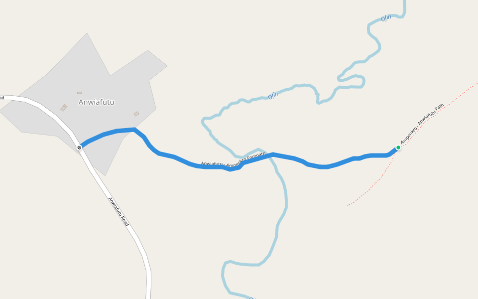 Anwiafutu - Ampenkro Footpath walking route map in Adiembra