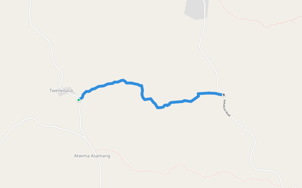 Twenedaso - Kukubuso Road walking route map in Anyinamso