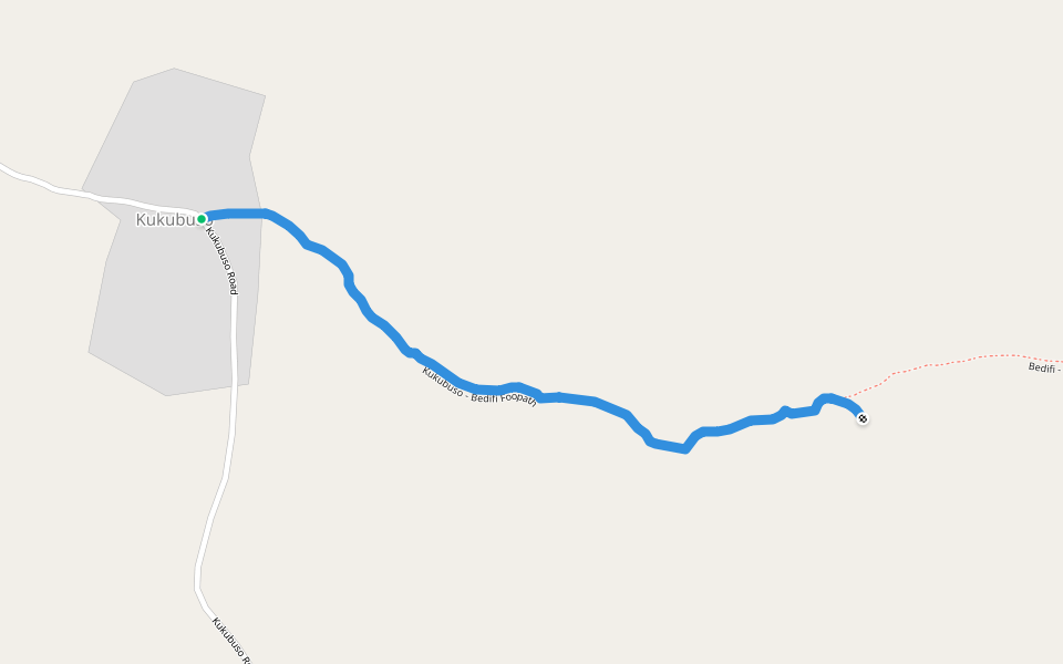 Kukubuso - Bedifi Foopath walking route map in Anyinamso