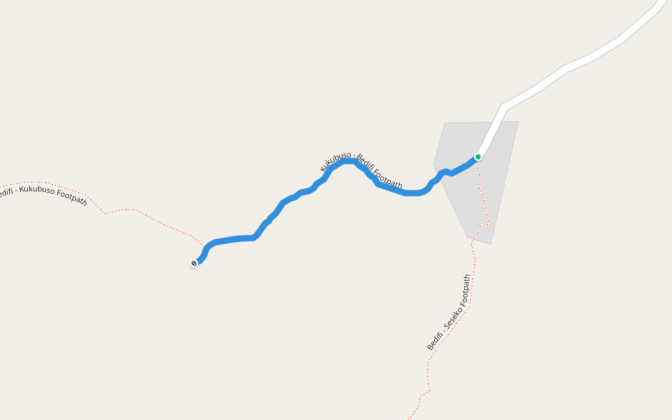 Kukubuso - Bedifi Footpath walking route map in Odumasi