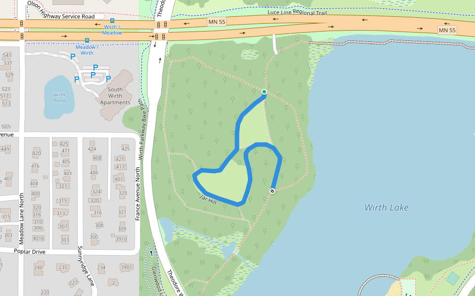 Jar Hill walking route map in Golden Valley
