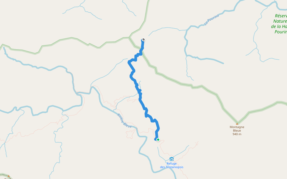Sentier de la haute Pourina walking route map in Dumbea