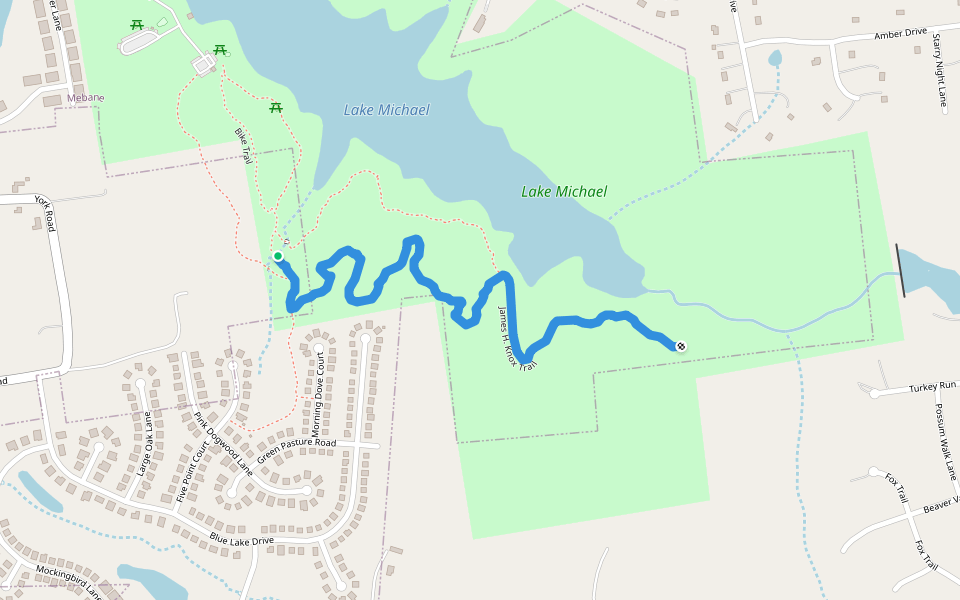 James H. Knox Trail walking route map in Mebane