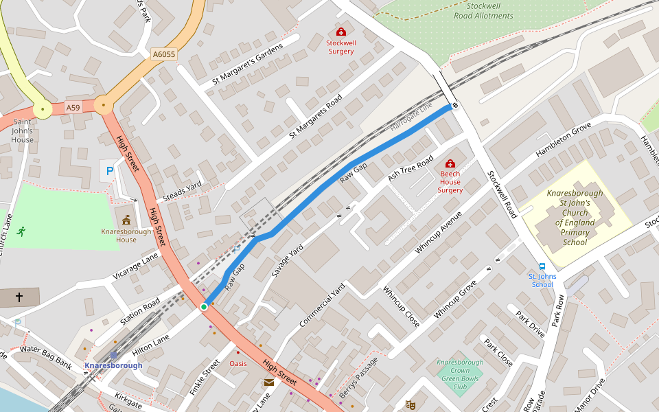Raw Gap walking route map in Knaresborough