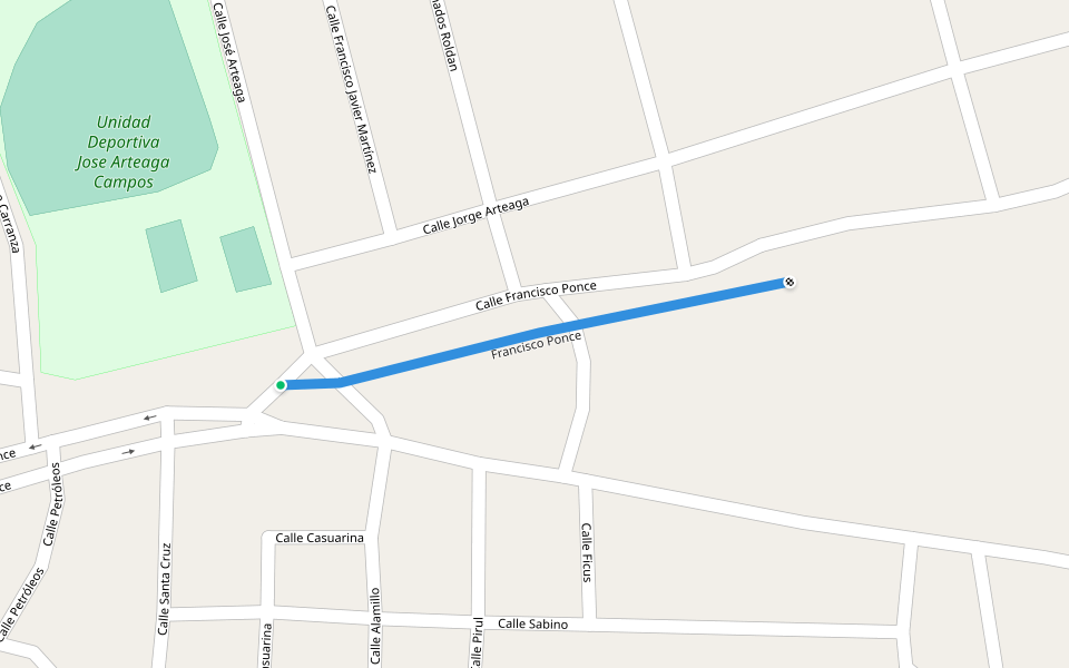 Francisco Ponce walking route map in Macario J. Gómez