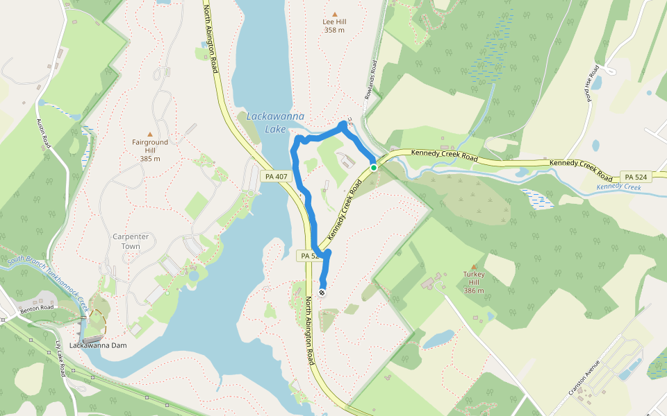 Ranger Trail walking route map in Dalton