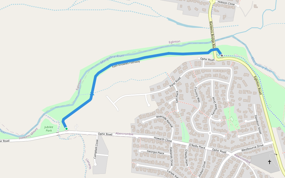 Kath Knowles Pathway walking route map in Llanarth