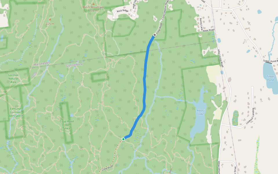 Coop Road walking route map in Glastonbury