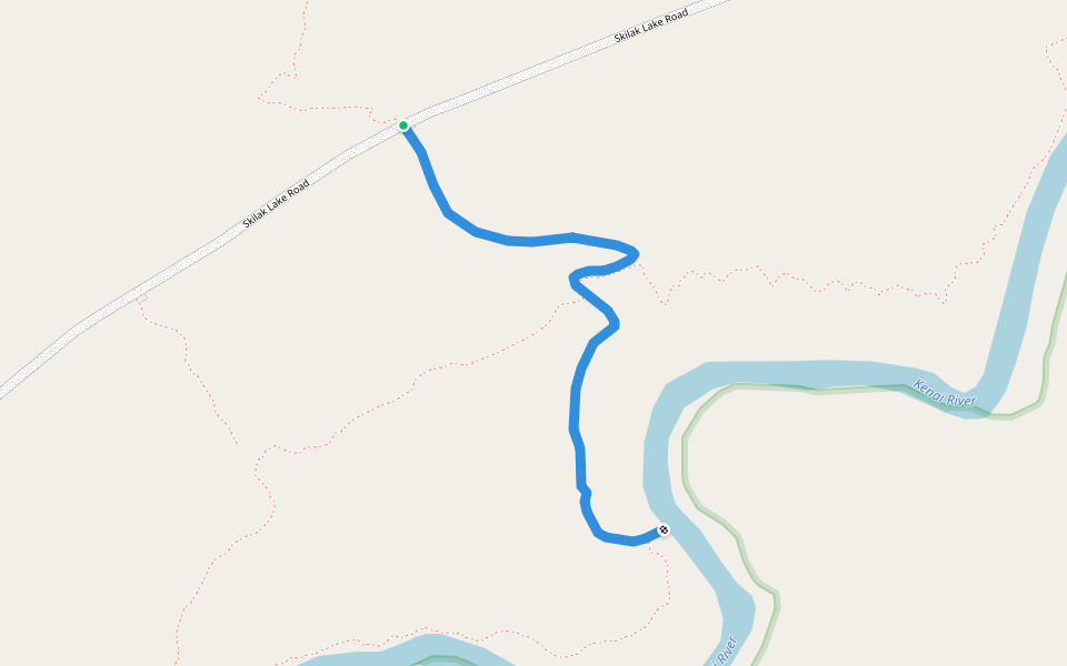 Hideout Trail walking route map in Cooper Landing