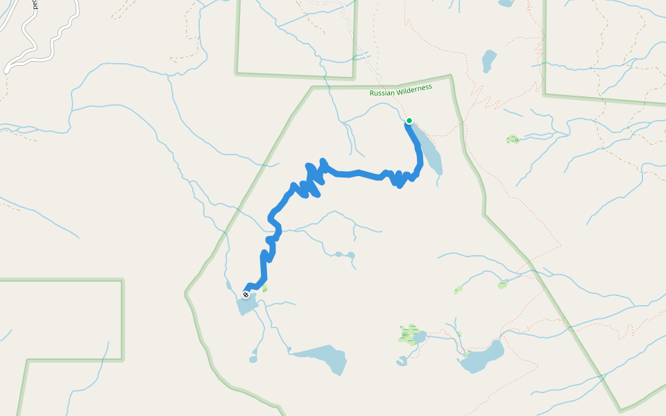 Hogan Lake Trail walking route map in Etna