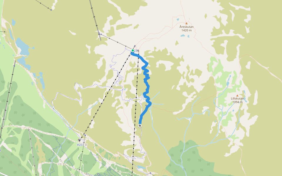 1000-Metersleden walking route map in Åre