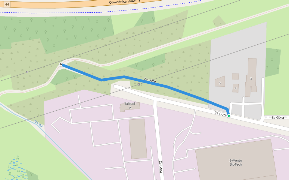 Za Górą walking route map in Skawina