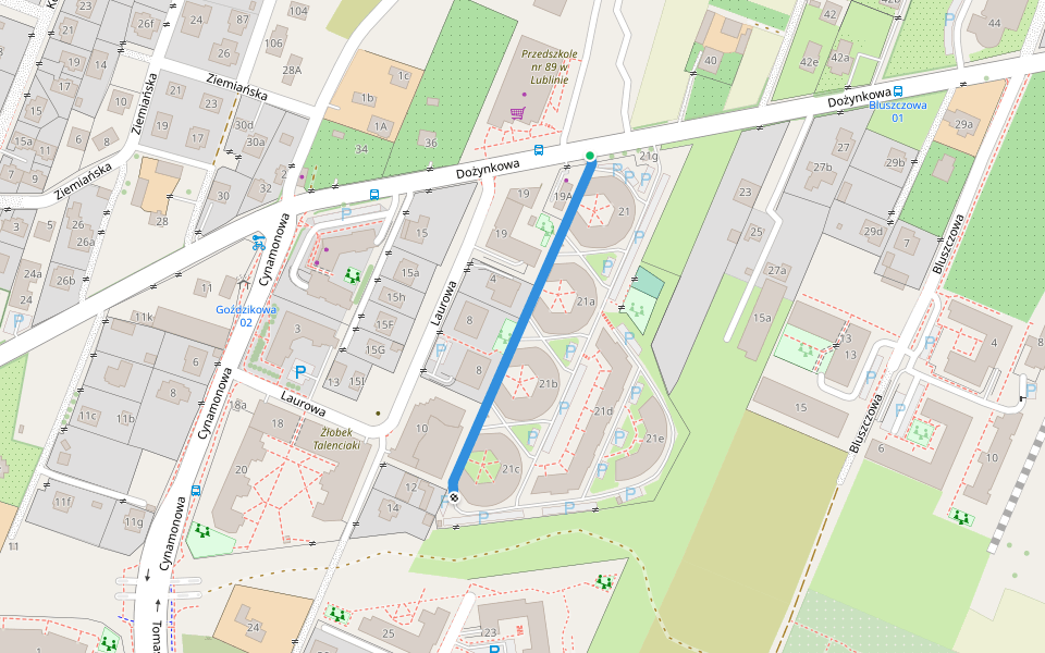Dożynkowa walking route map in Lublin
