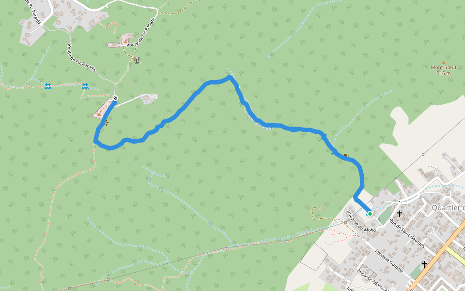 Sentier Roche Gravée du Moho Pic Paradis walking route map in Marigot