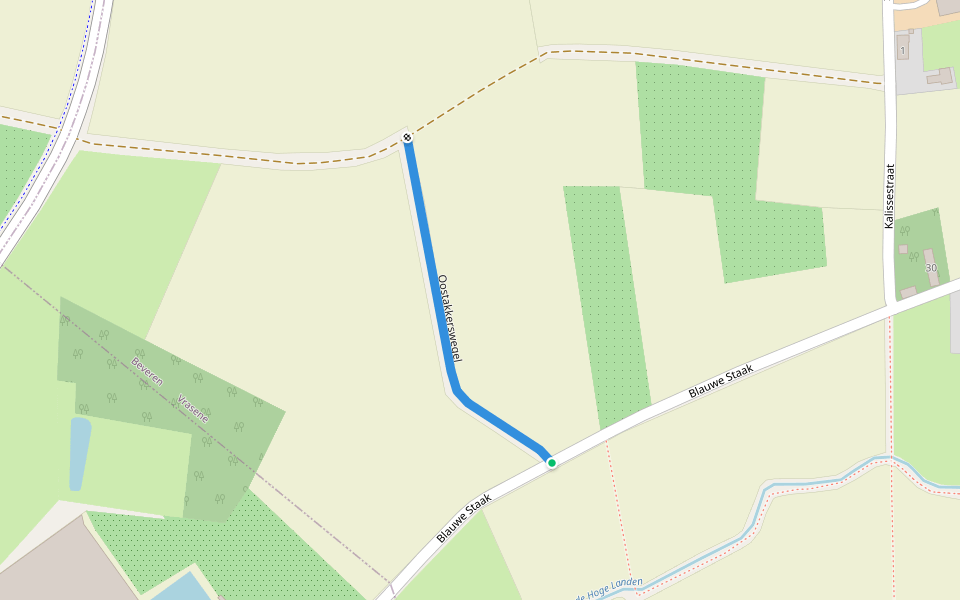 Oostakkerswegel walking route map in Beveren