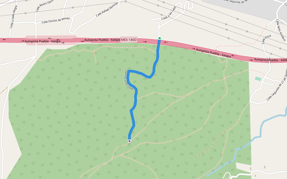 Camino a las Lajas walking route map in Las Vigas de Ramírez