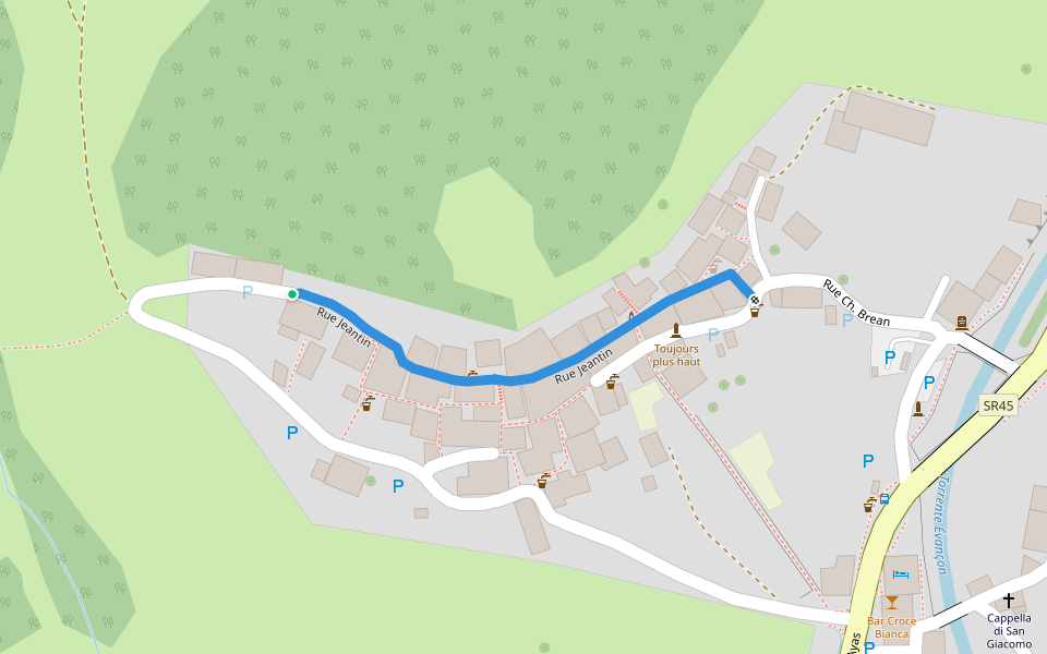Rue Jeantin walking route map in Arcesaz
