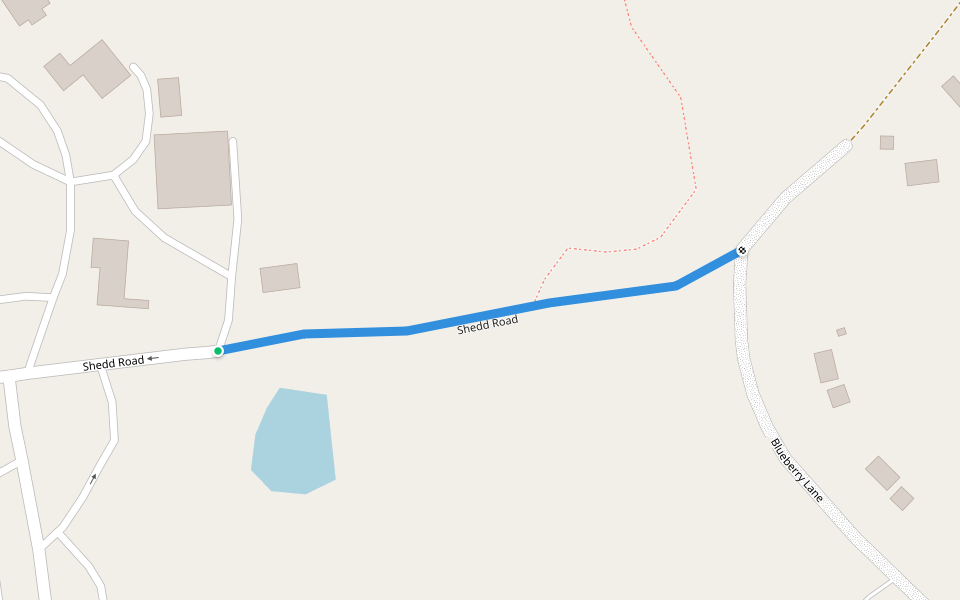 Shedd Road walking route map in Northfield