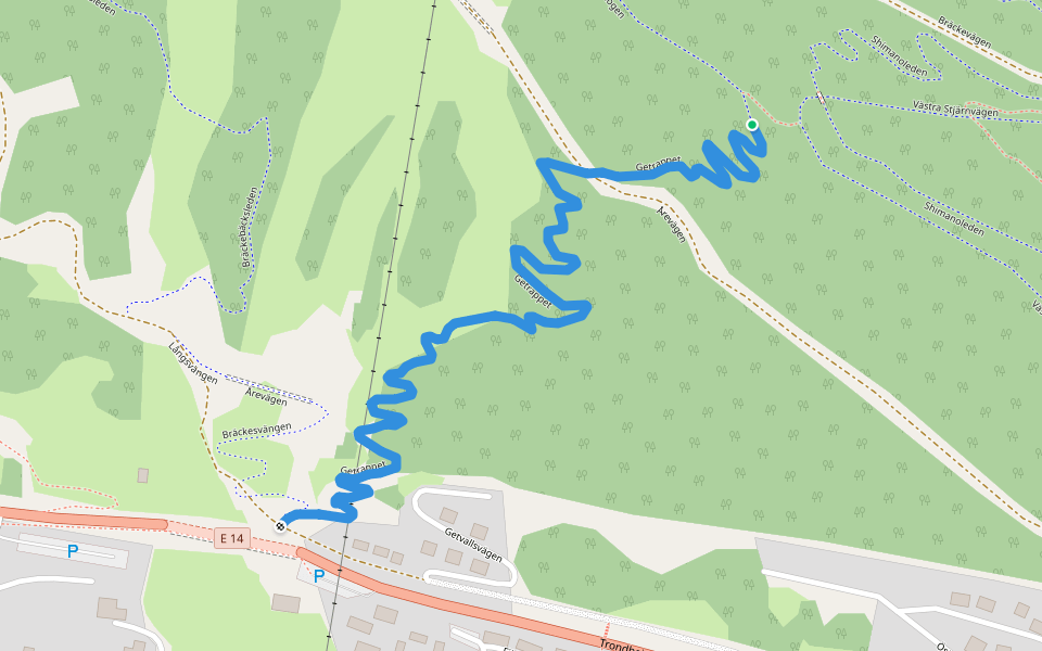 Getrappet walking route map in Gevåg