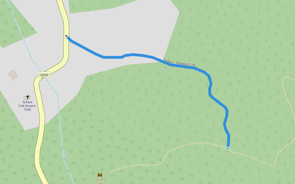 Suseni - Cetatea Colt walking route map in Suseni