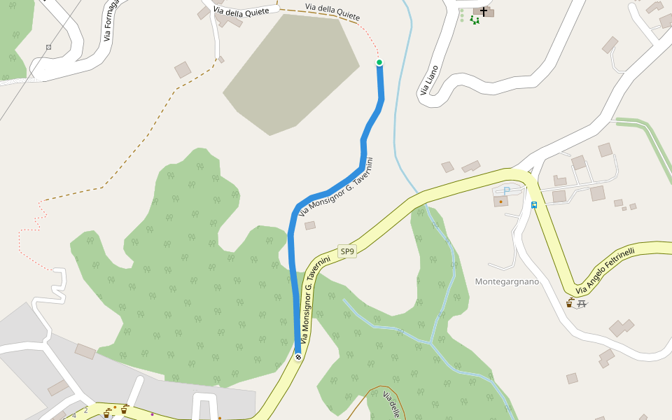 Via Monsignor G. Tavernini walking route map in Liano-formaga