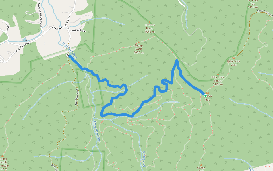 Sheep Rock walking route map in Candler