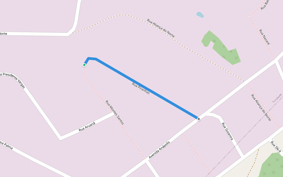 Rua Piranhas walking route map in Trindade