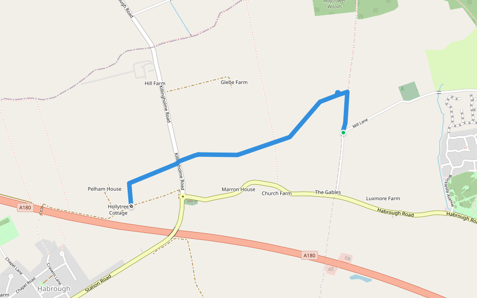 Public Right of way walking route map in Immingham