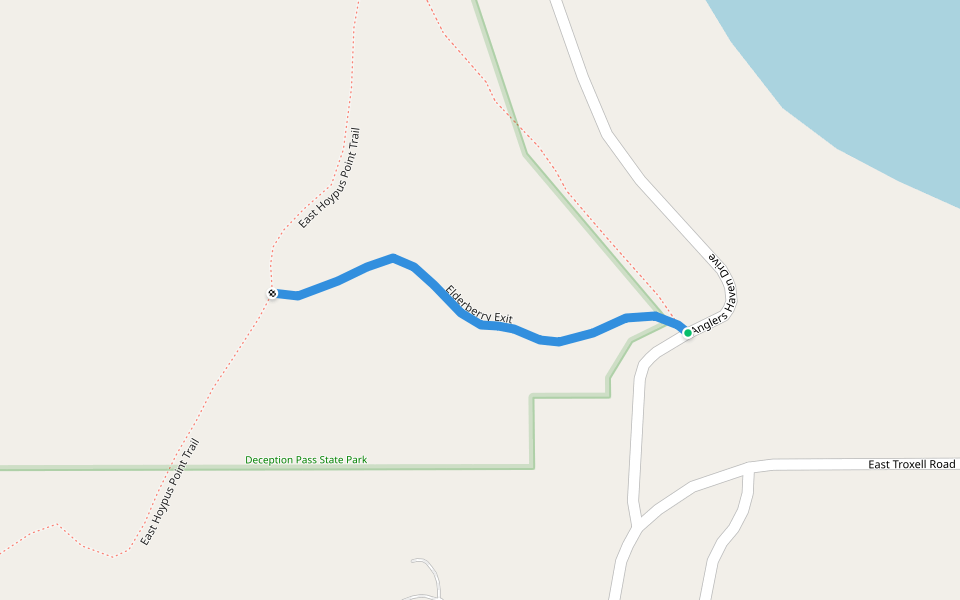 Elderberry Exit walking route map in Oak Harbor