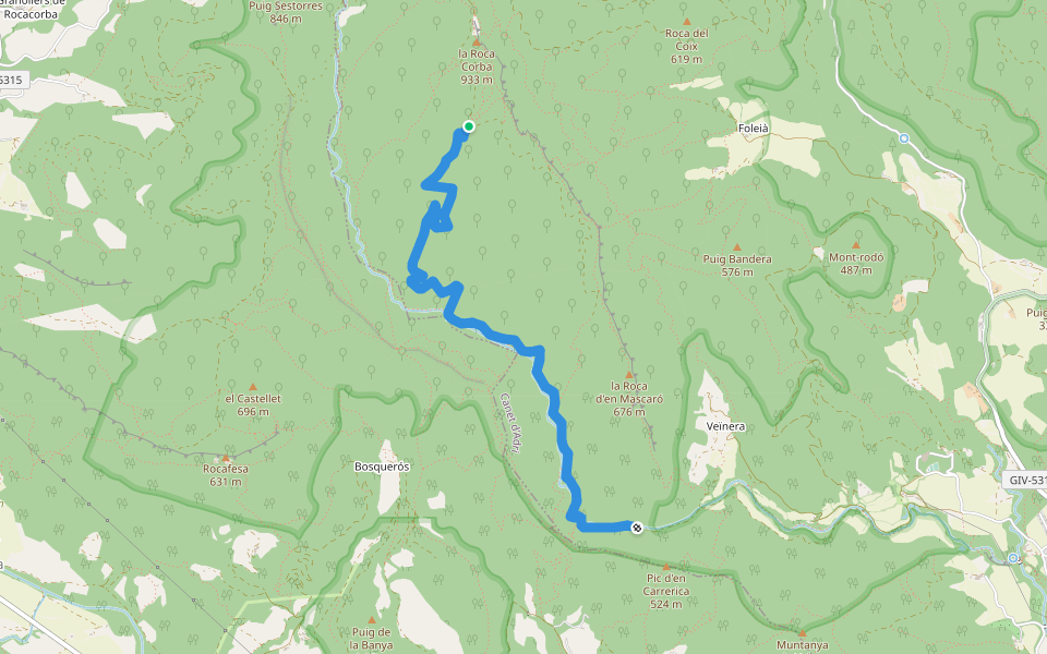 Camí antic de Rocacorba per Replans walking route map in Canet d'Adri