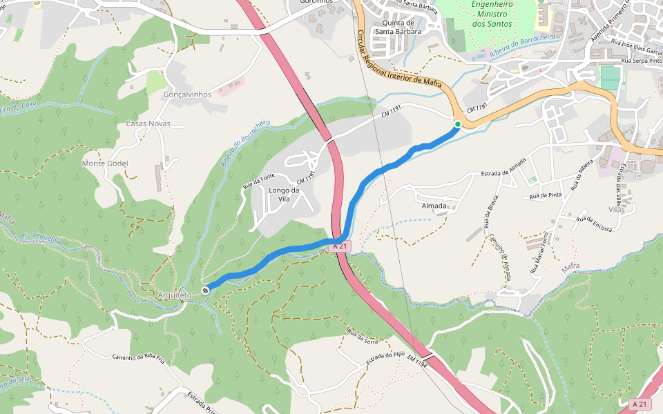 Trilho do Senhor Heitor walking route map in Mafra