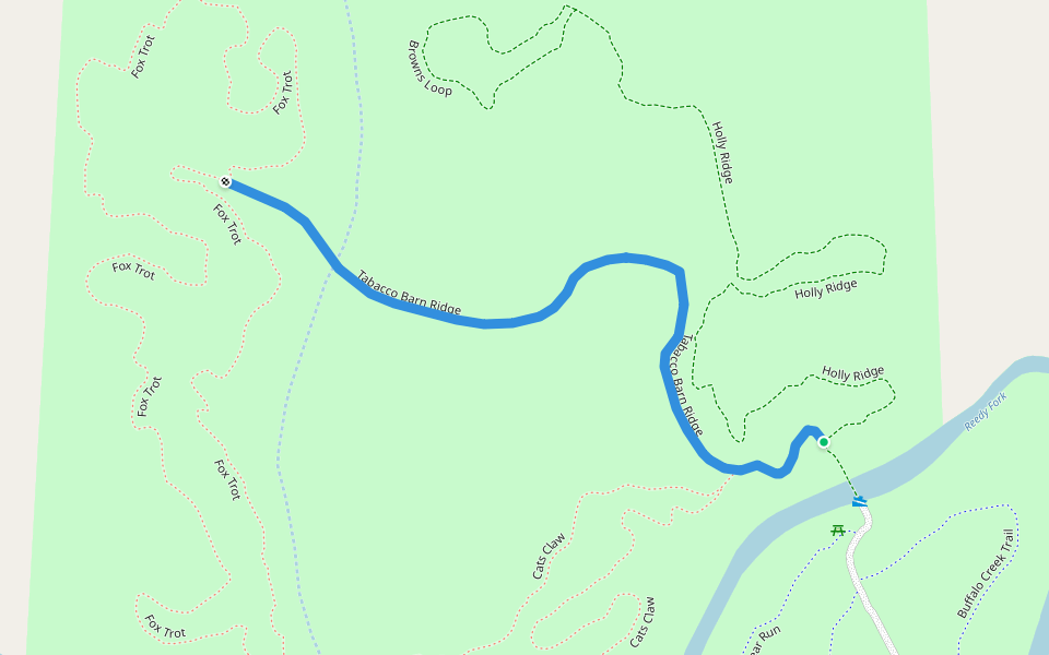 Tabacco Barn Ridge walking route map in Gibsonville