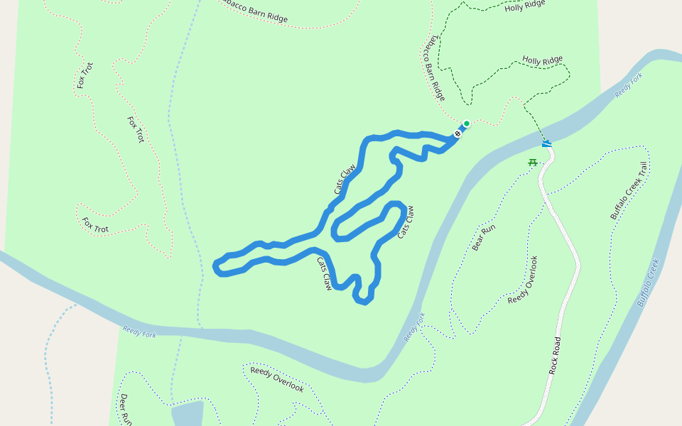 Cats Claw walking route map in Gibsonville