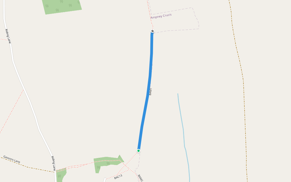 BAM1 walking route map in Ampney Crucis
