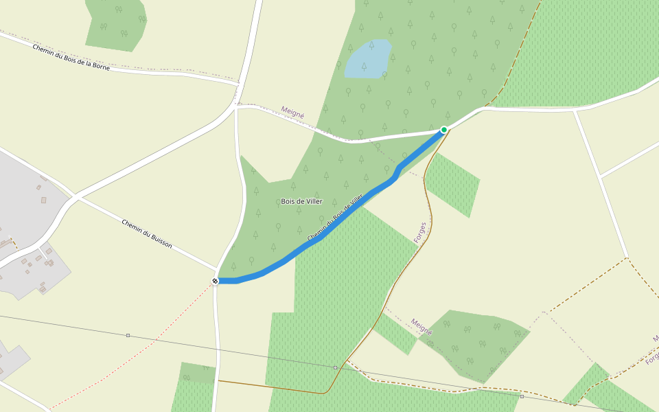 Chemin du Bois de Viller walking route map in Doué-en-Anjou