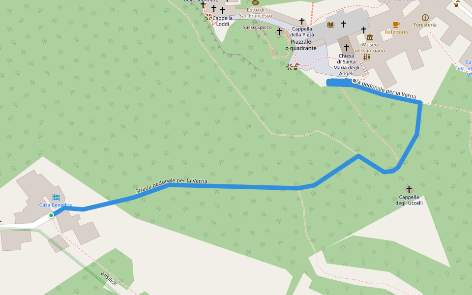 Strada pedonale per la Verna walking route map in La Beccia