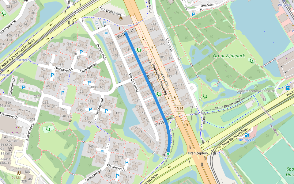 Via Mercadante walking route map in Voorburg