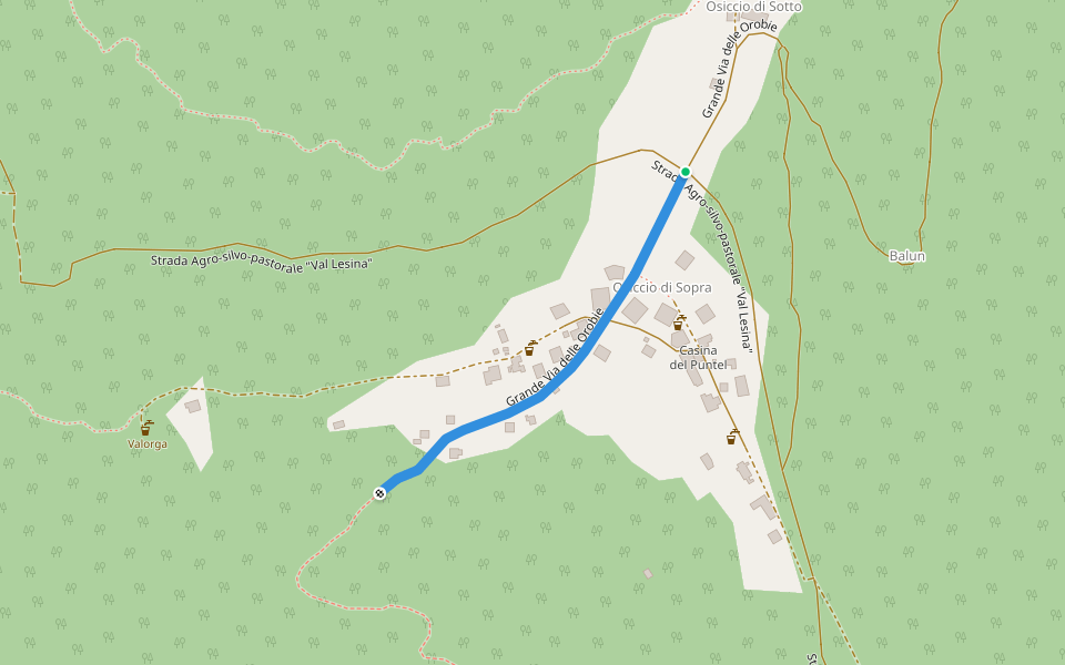 Grande Via delle Orobie walking route map in Osiccio di Sopra