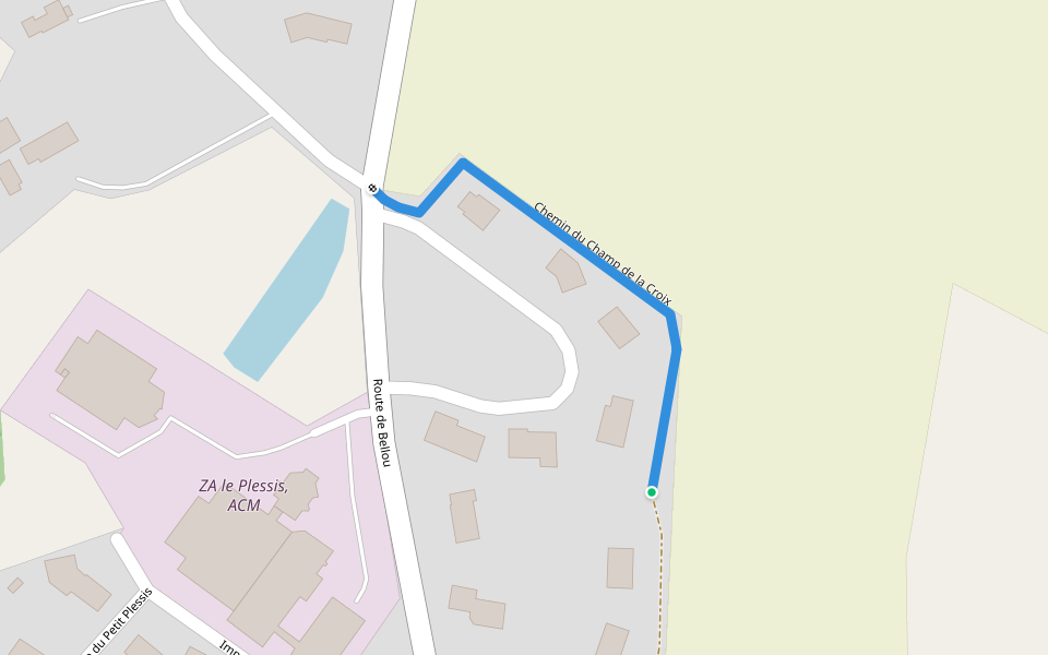 Chemin du Champ de la Croix walking route map in Les Monts-d'Andaine