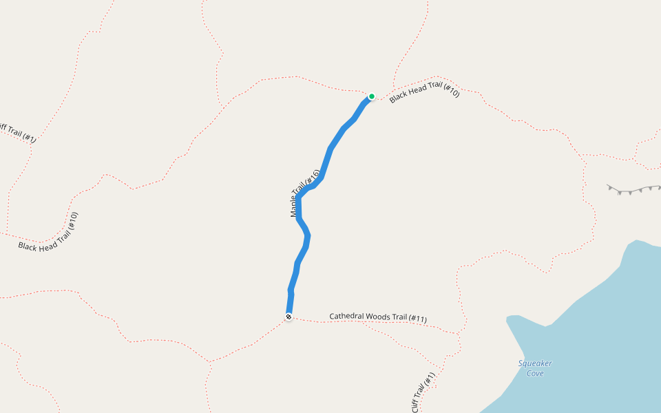 Maple Trail (#16) walking route map in Monhegan