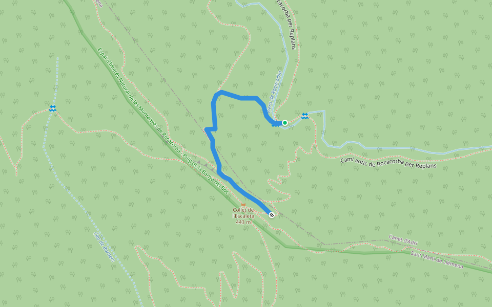 Camí de Llorà a Rocacorba walking route map in Sant Martí de Llémena
