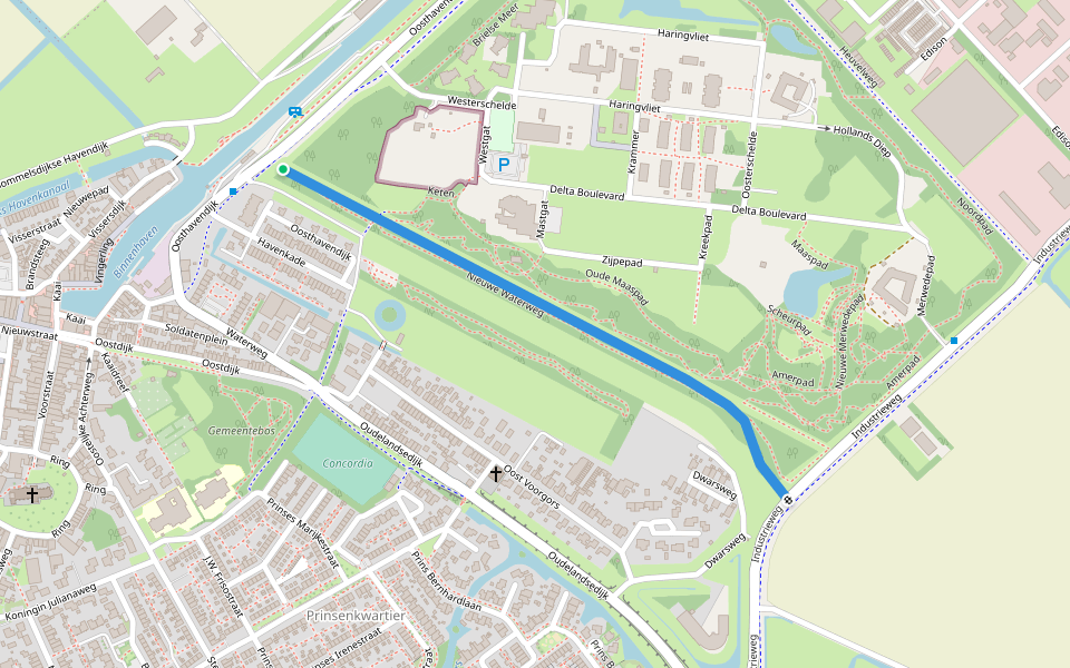 Nieuwe Waterweg walking route map in Middelharnis